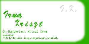 irma kriszt business card